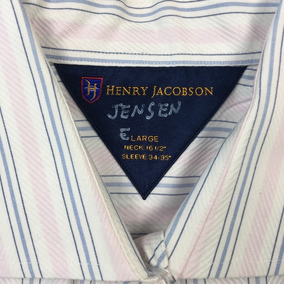 Henry Jacobson Mens Stripe Dress Shirt L B6409 - Picture 3 of 6